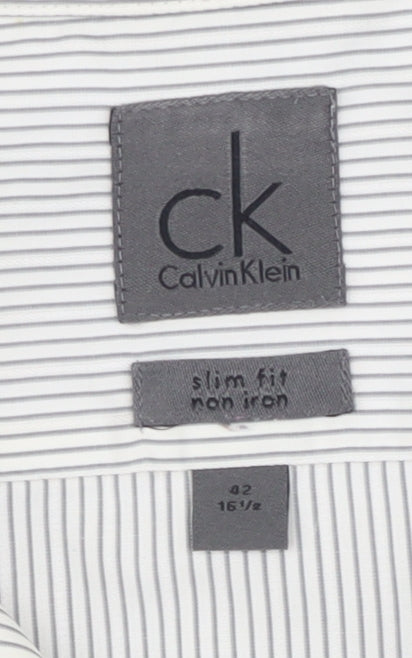 Calvin Klein Men's Slim Fit Striped Shirt - Size 42