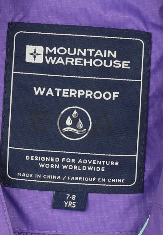 Mountain Warehouse Girls Purple Waterproof Rain Coat 7-8