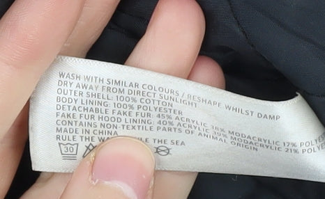 FatFace Women's Black Parka Coat Size 10