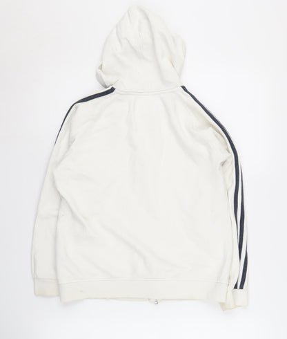 Adidas Boys White Hoodie M Full Zip Sports