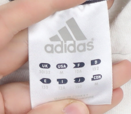 Adidas Boys White Hoodie M Full Zip Sports