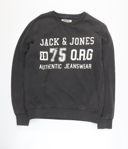Mens UK Size S JACK & JONES Black Pullover Sweatshirt