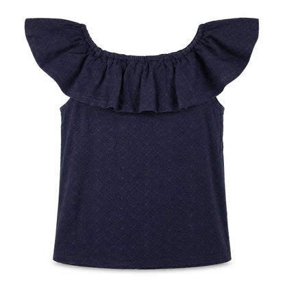 Mai Face Women's Blue Off-Shoulder Camisole Blouse