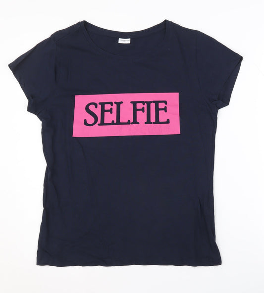 Jacqueline de Yong Women's Blue T-Shirt, Size L, Casual Style