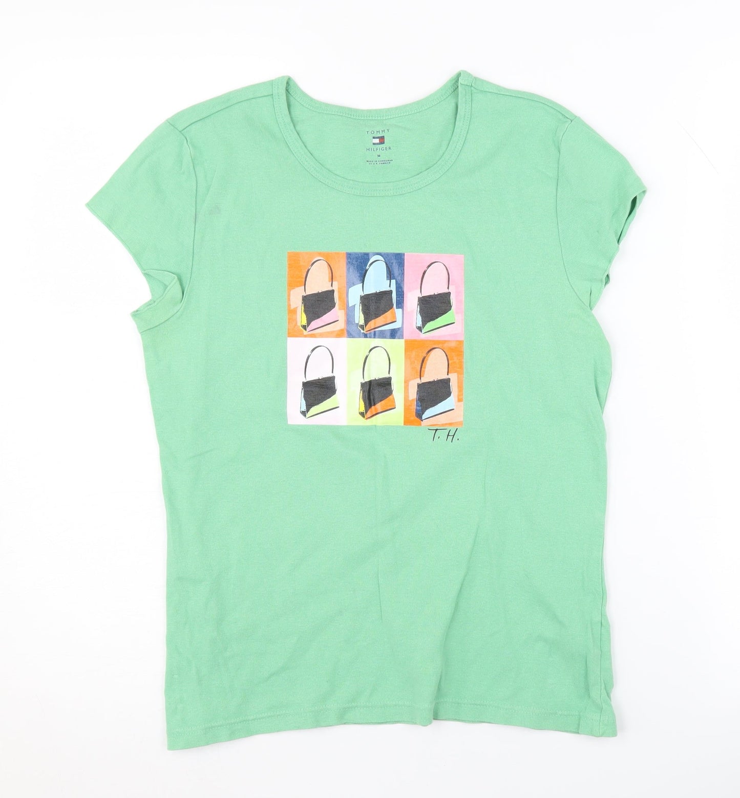 Womens UK Size M Tommy Hilfiger Green Basic T-Shirt