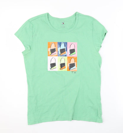 Womens UK Size M Tommy Hilfiger Green Basic T-Shirt