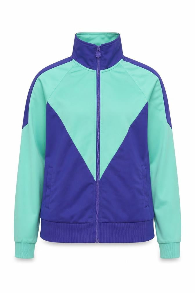Front view of Puma Women's Blue Colourblock Track Jacket UK 16