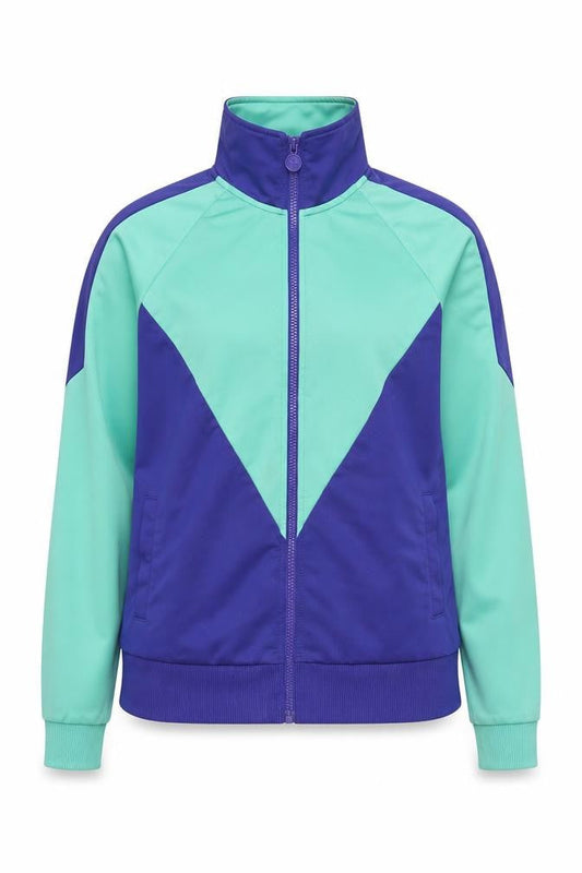 Front view of Puma Women's Blue Colourblock Track Jacket UK 16