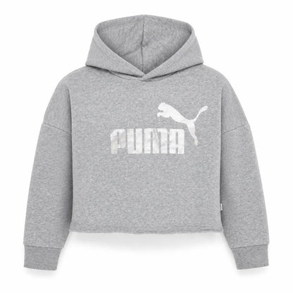 Front view of Puma girls’ grey hoodie, size 11-12, pullover style