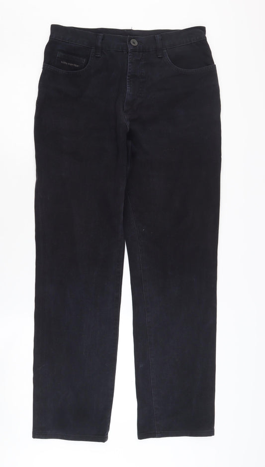 Hush Puppies Men's Black Straight Trousers 32