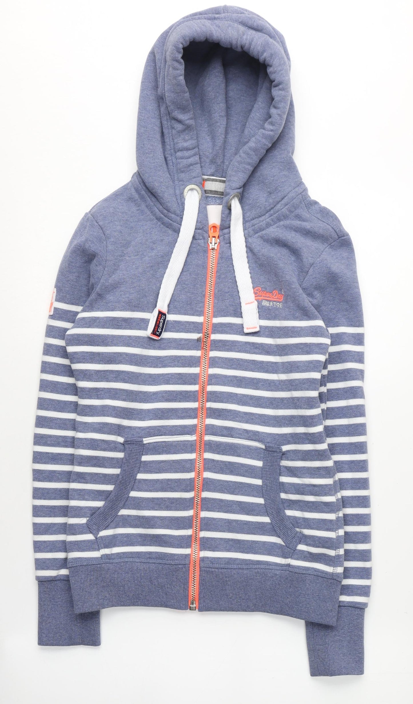 Superdry Women's XS Blue Striped Full Zip Hoodie
