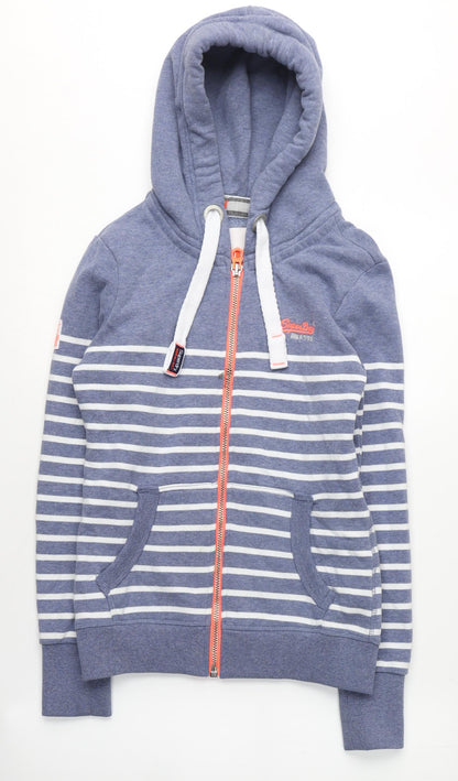 Superdry Women's XS Blue Striped Full Zip Hoodie