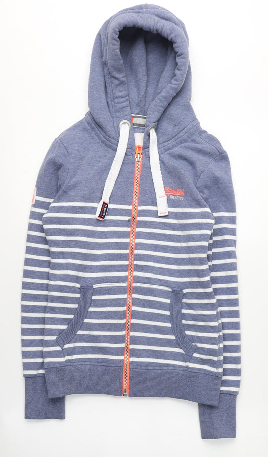 Superdry Women's XS Blue Striped Full Zip Hoodie