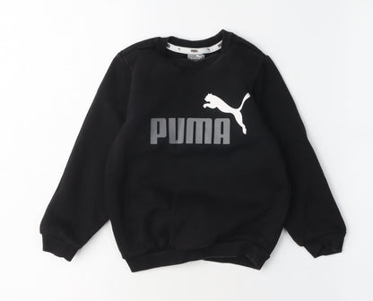 Puma Boys Black Crew Neck Logo Pullover Sweatshirt, 2 Years