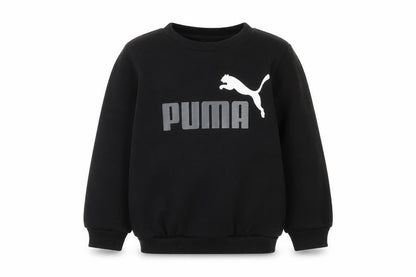 Front view of Puma boys’ black crew neck logo pullover sweatshirt, 2 years