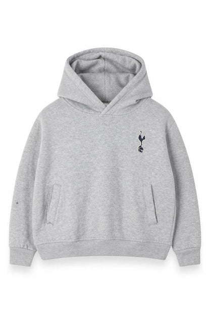 Front view of Tottenham Hotspur boys’ grey pullover hoodie 3-4 years