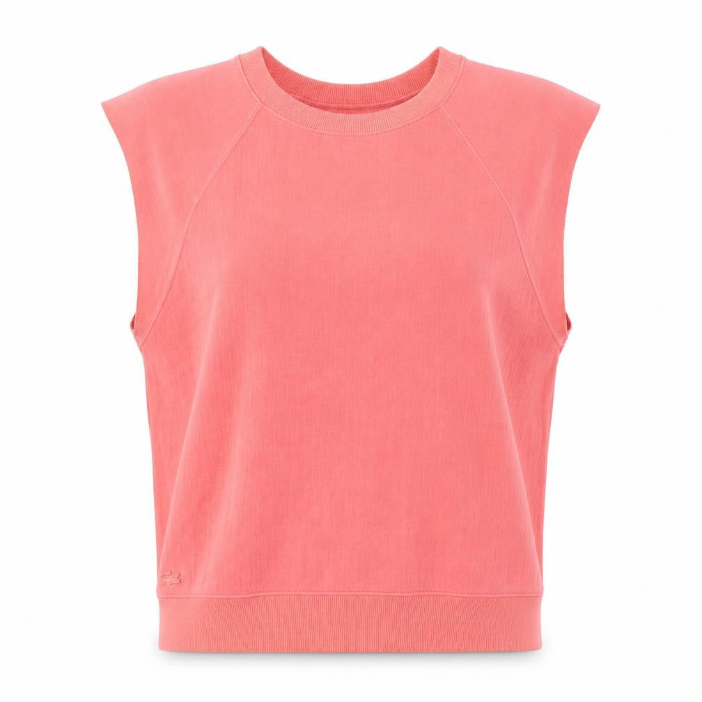 Front view of Lacoste Women's Pink Sleeveless Sweatshirt, size 10