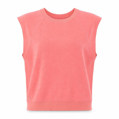 Front view of Lacoste Women's Pink Sleeveless Sweatshirt, size 10
