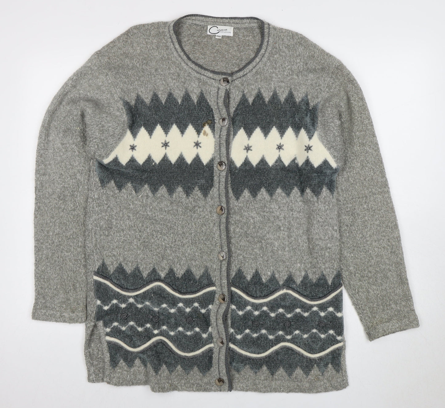 Casamia Women's Grey Argyle Cardigan One Size