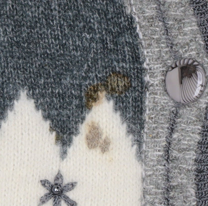 Casamia Women's Grey Argyle Cardigan One Size