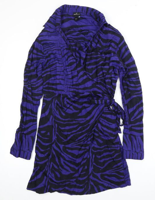 River Island Wrap Dress - Multicoloured, Size 14, Animal Print