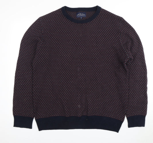 CRIMINAL Men's Multicoloured XL Cotton Pullover Jumper