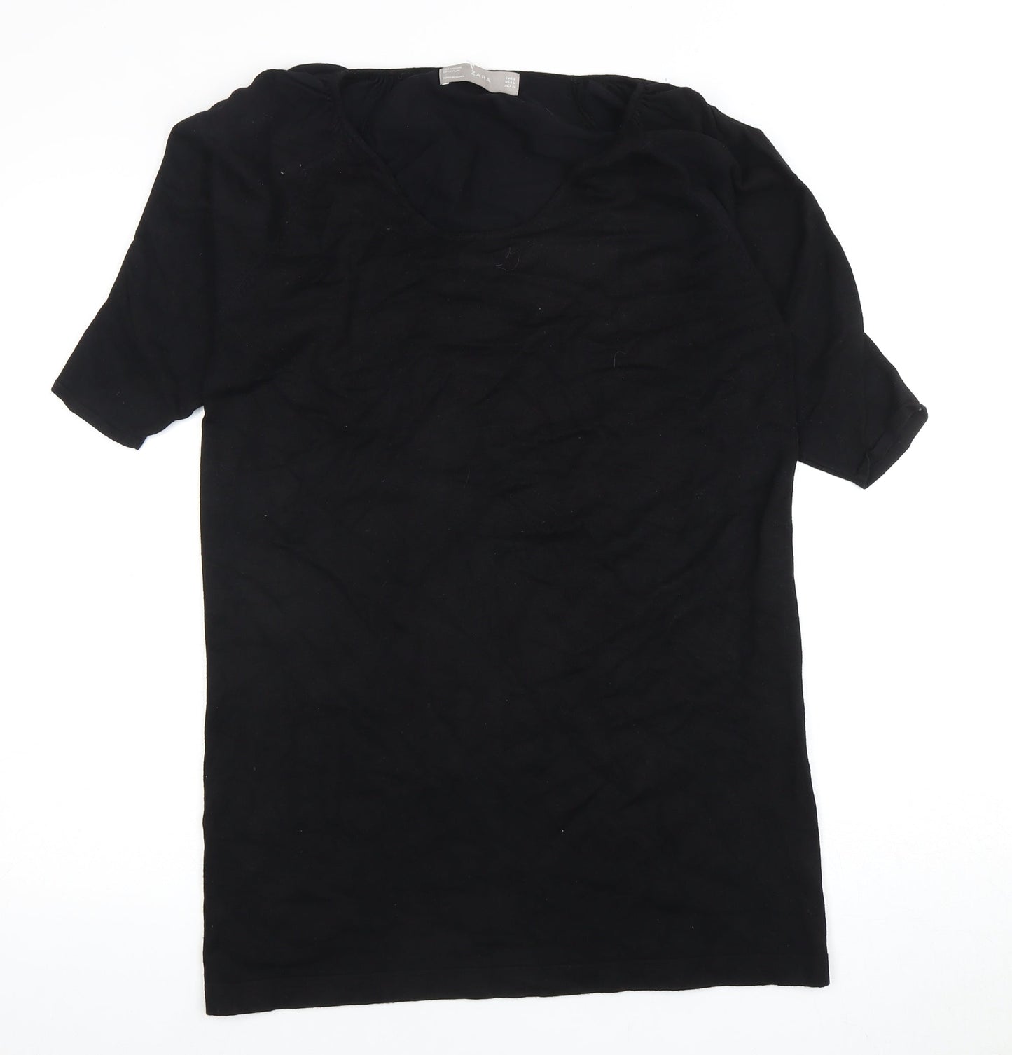 Womens UK Size 6 Zara Black Basic T-Shirt