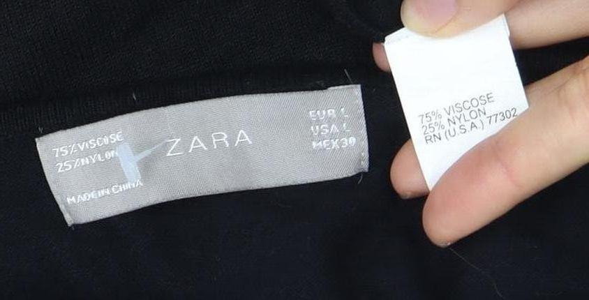 Womens UK Size 6 Zara Black Basic T-Shirt