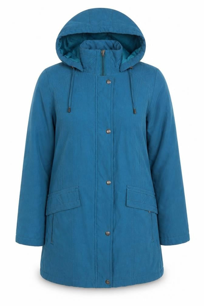 Bonmarché Women's Blue Hooded Parka Coat