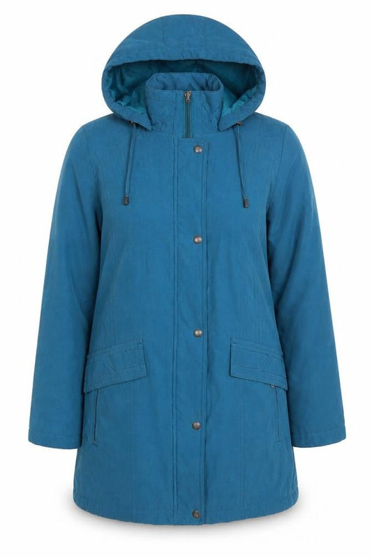 Bonmarché Women's Blue Hooded Parka Coat