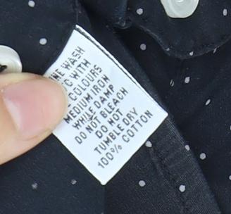 TM Lewin Men's Black Slim Fit Polka Dot Dress Shirt