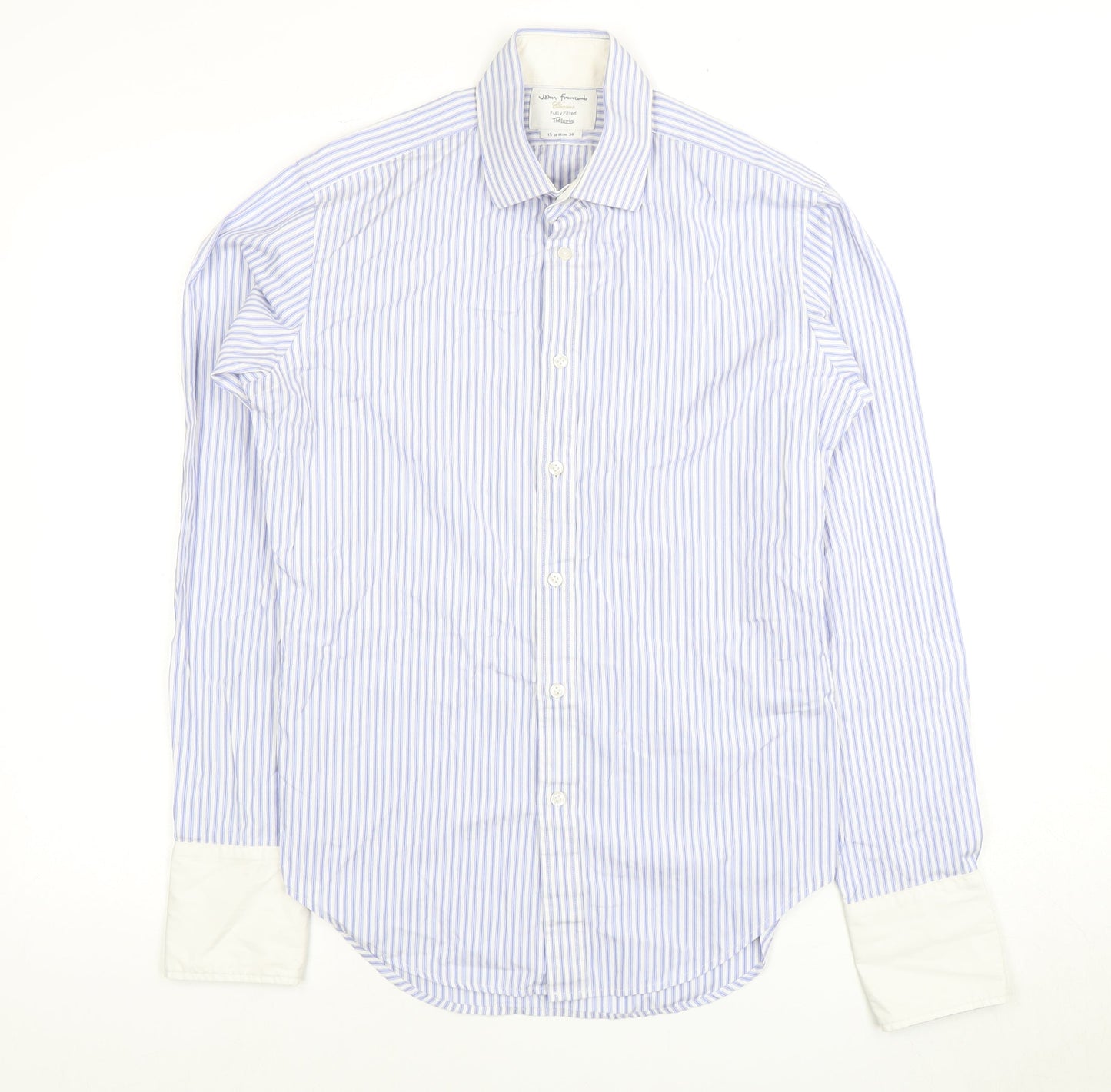 T.M. Lewin Men's Blue Striped Dress Shirt, M