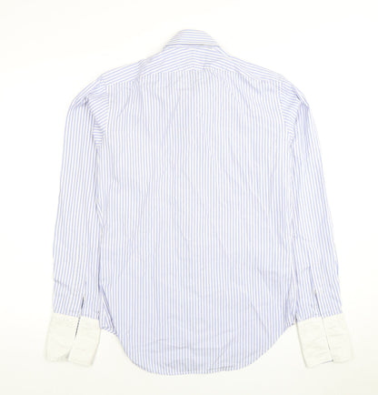 T.M. Lewin Men's Blue Striped Dress Shirt, M