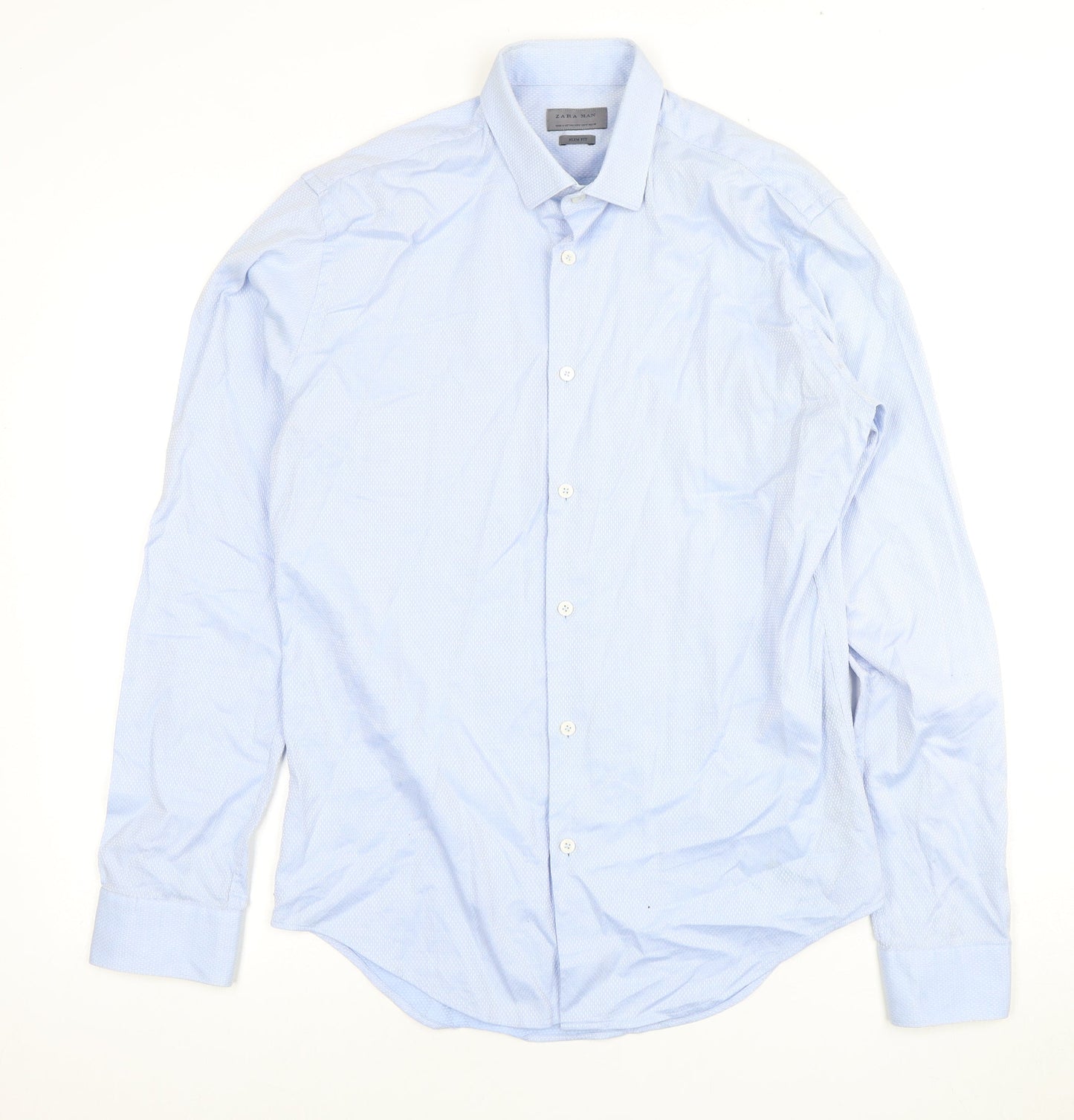 Zara Men Blue Slim Fit Dress Shirt M