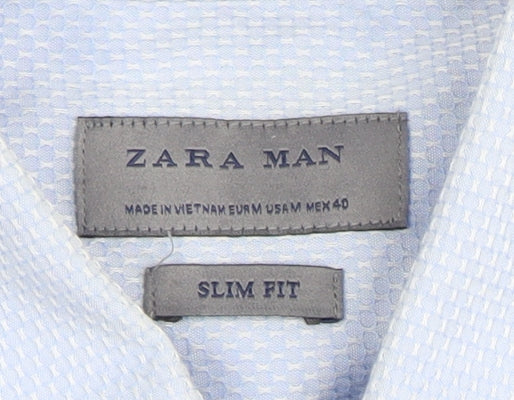 Zara Men Blue Slim Fit Dress Shirt M