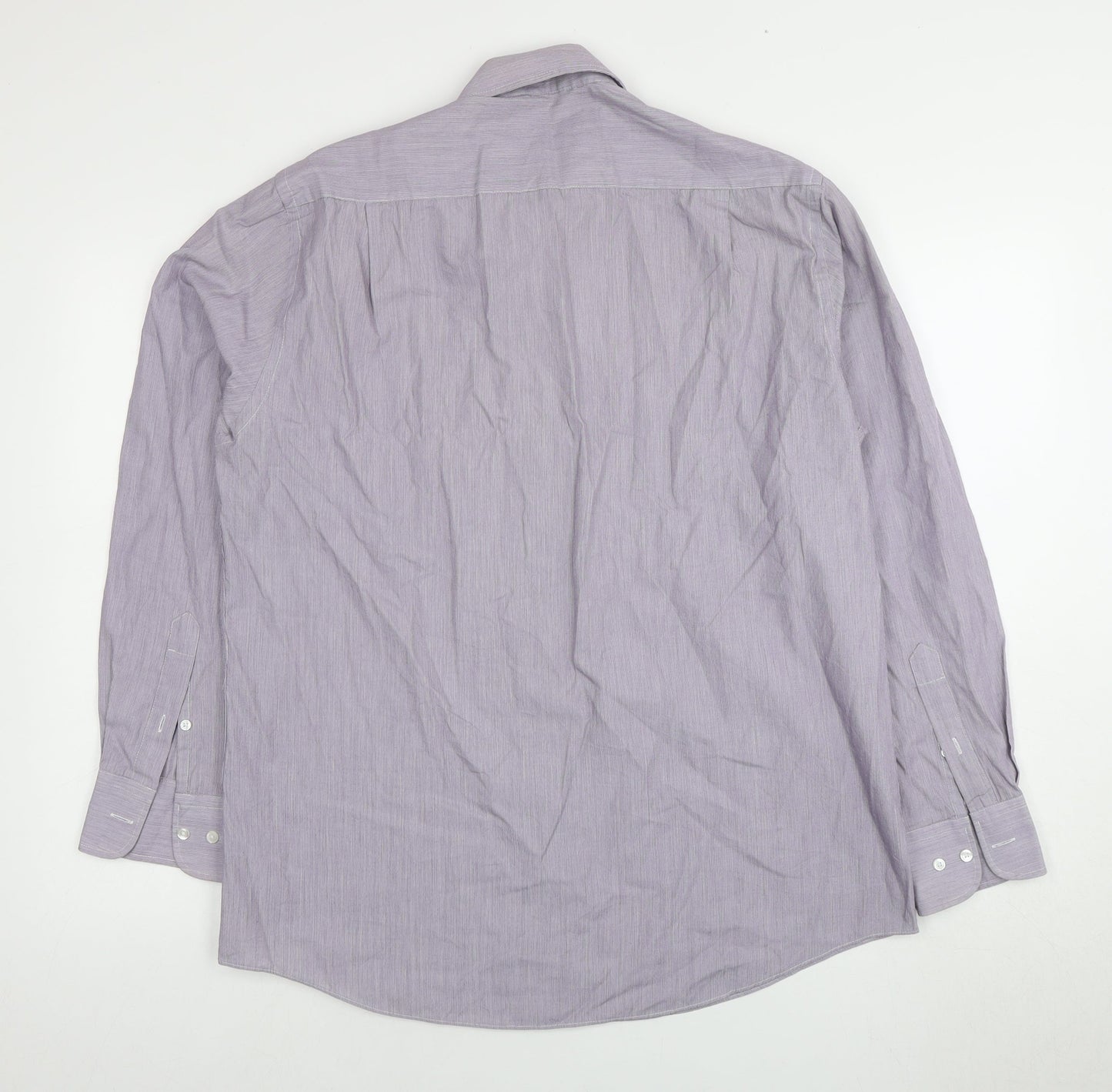 Thomas Nash Men's Purple Striped Dress Shirt L