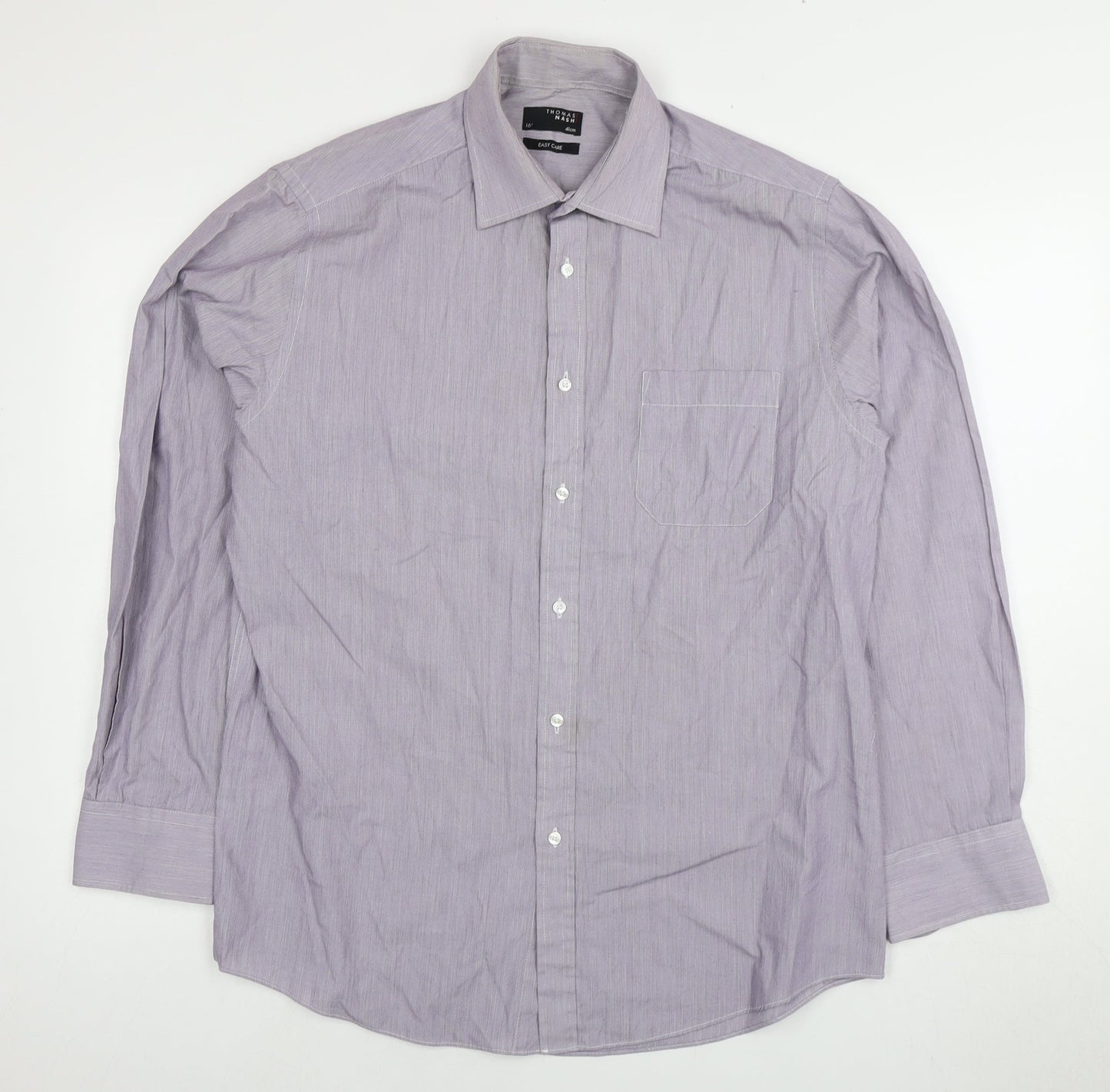 Thomas Nash Men's Purple Striped Dress Shirt L