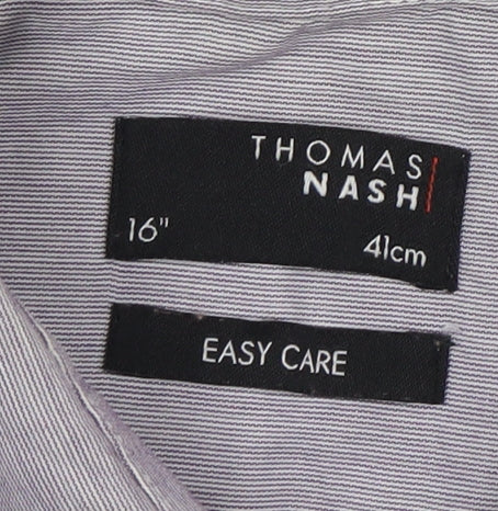 Thomas Nash Men's Purple Striped Dress Shirt L