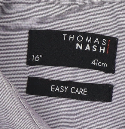 Thomas Nash Men's Purple Striped Dress Shirt L