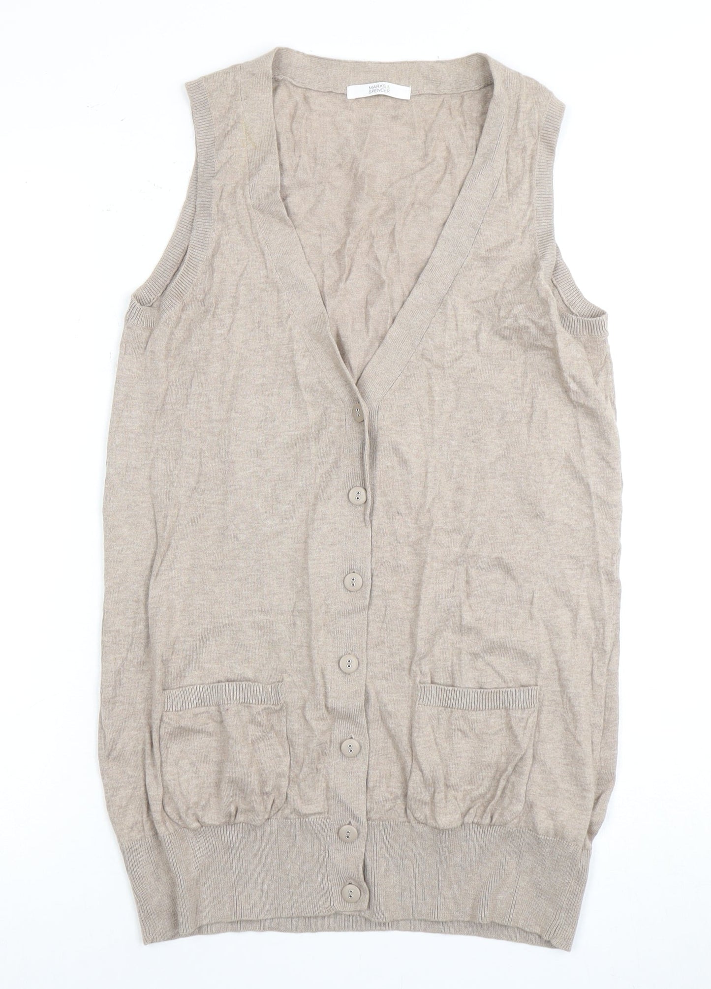 Womens UK Size 12 Marks and Spencer Beige Vest Jumper