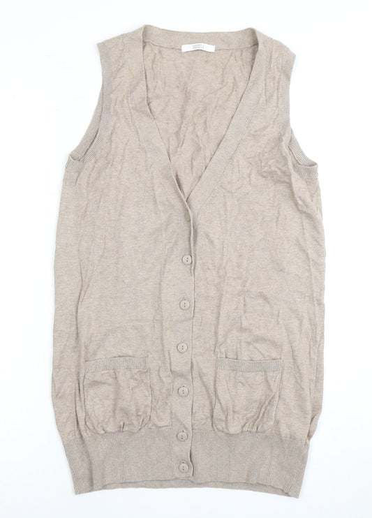 Womens UK Size 12 Marks and Spencer Beige Vest Jumper