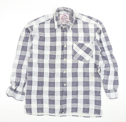 Leonardo Men's Blue Plaid Long Sleeve Shirt L