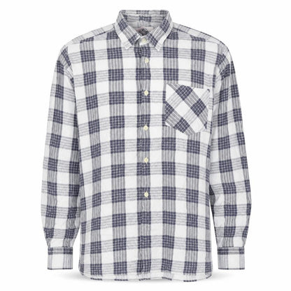 Leonardo Men's Blue Plaid Long Sleeve Shirt L