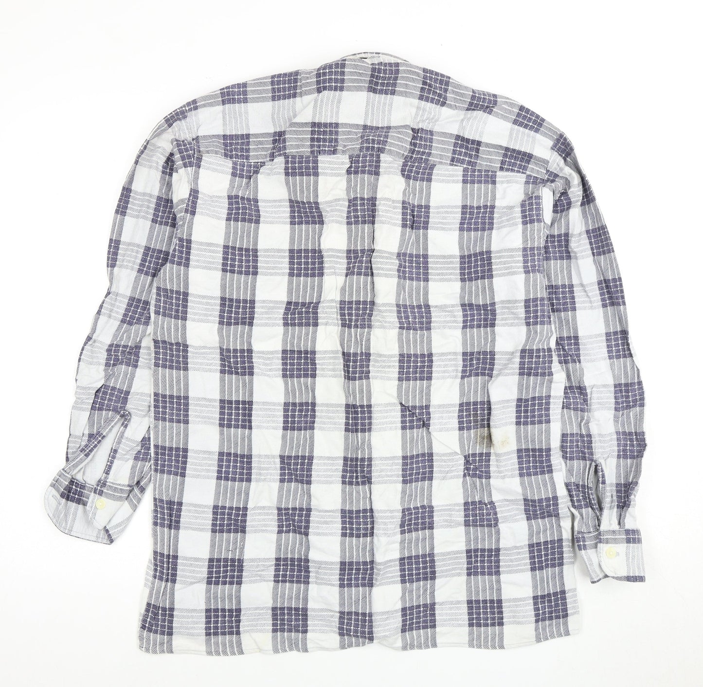 Leonardo Men's Blue Plaid Long Sleeve Shirt L