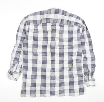 Leonardo Men's Blue Plaid Long Sleeve Shirt L