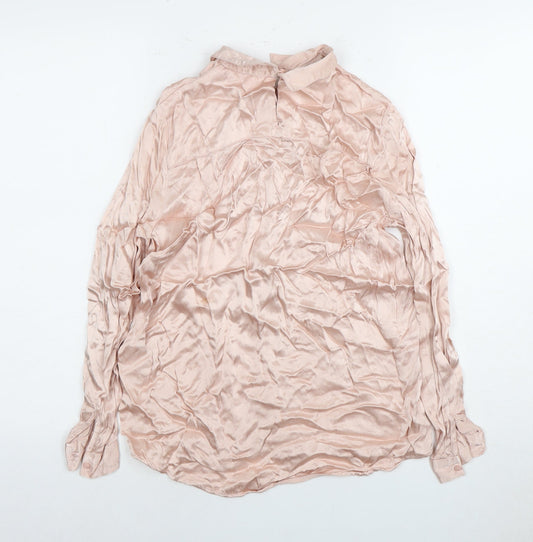 Zara Basic Women's Pink Long Sleeve Button Blouse