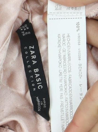 Womens UK Size 8 Zara Basic Pink Basic Blouse