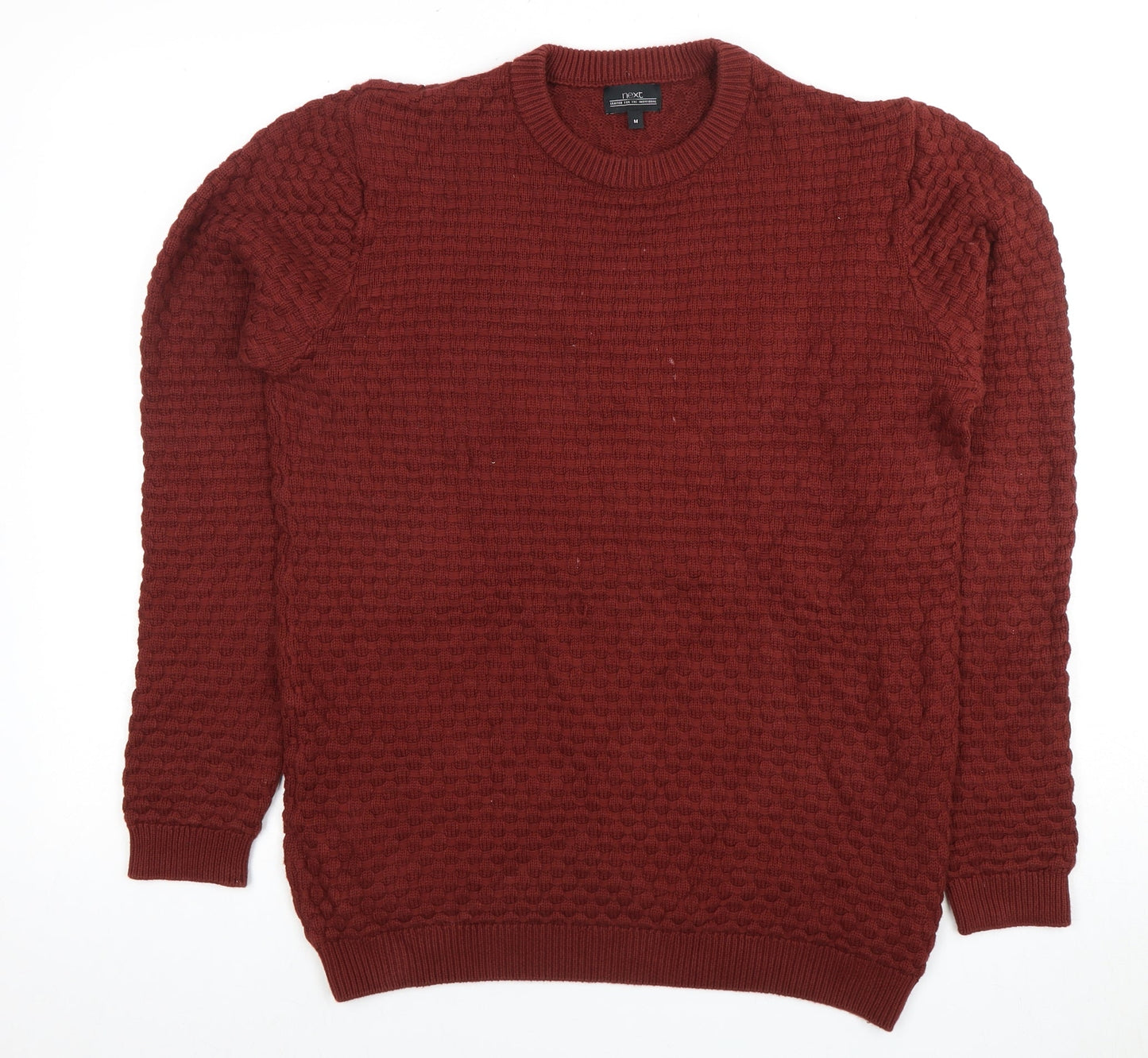 Next Men's Red Waffle-Knit Pullover Jumper, Medium