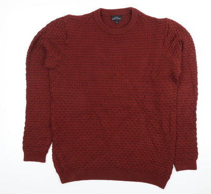 Next Men's Red Waffle-Knit Pullover Jumper, Medium