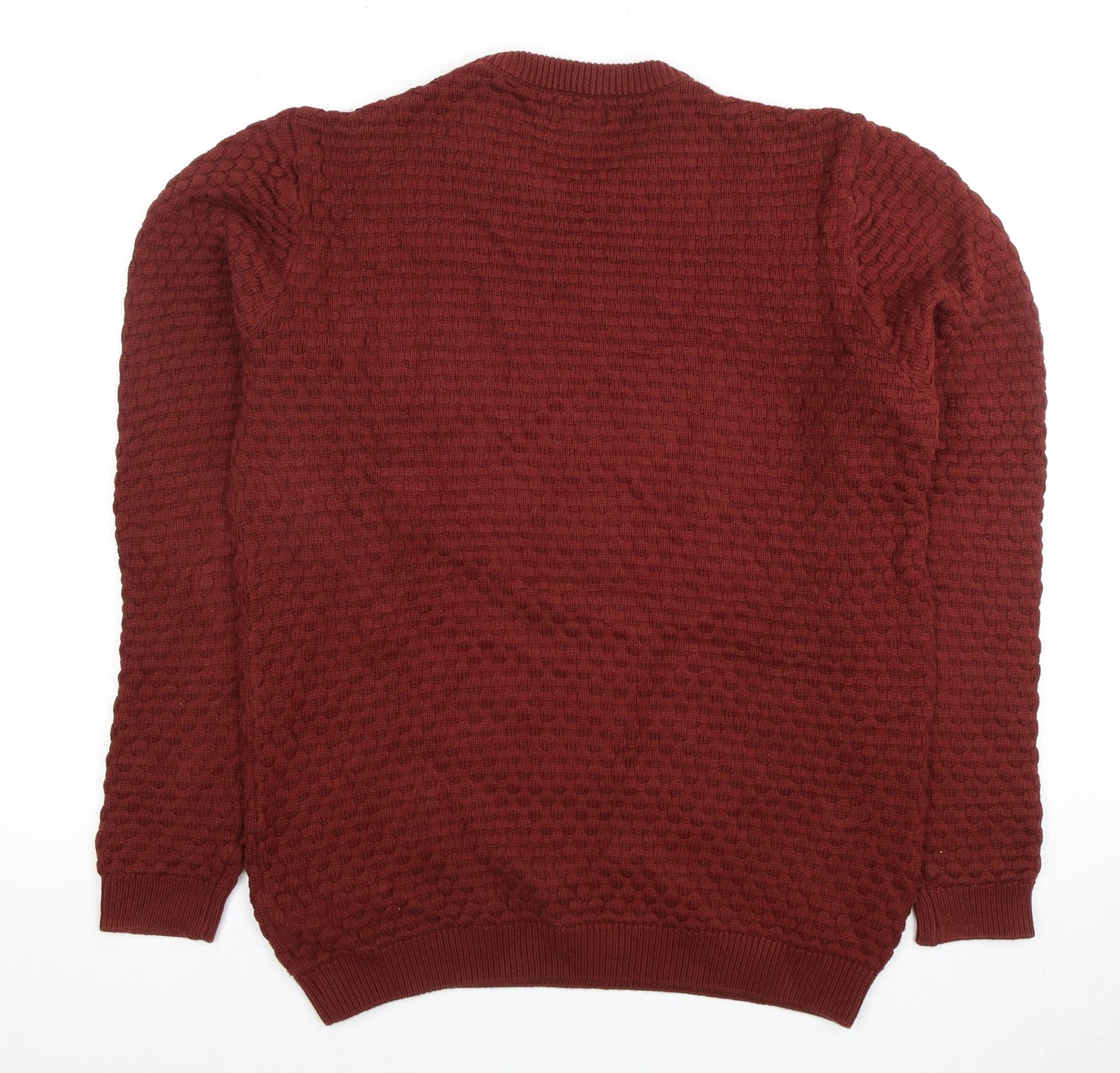 Next Men's Red Waffle-Knit Pullover Jumper, Medium